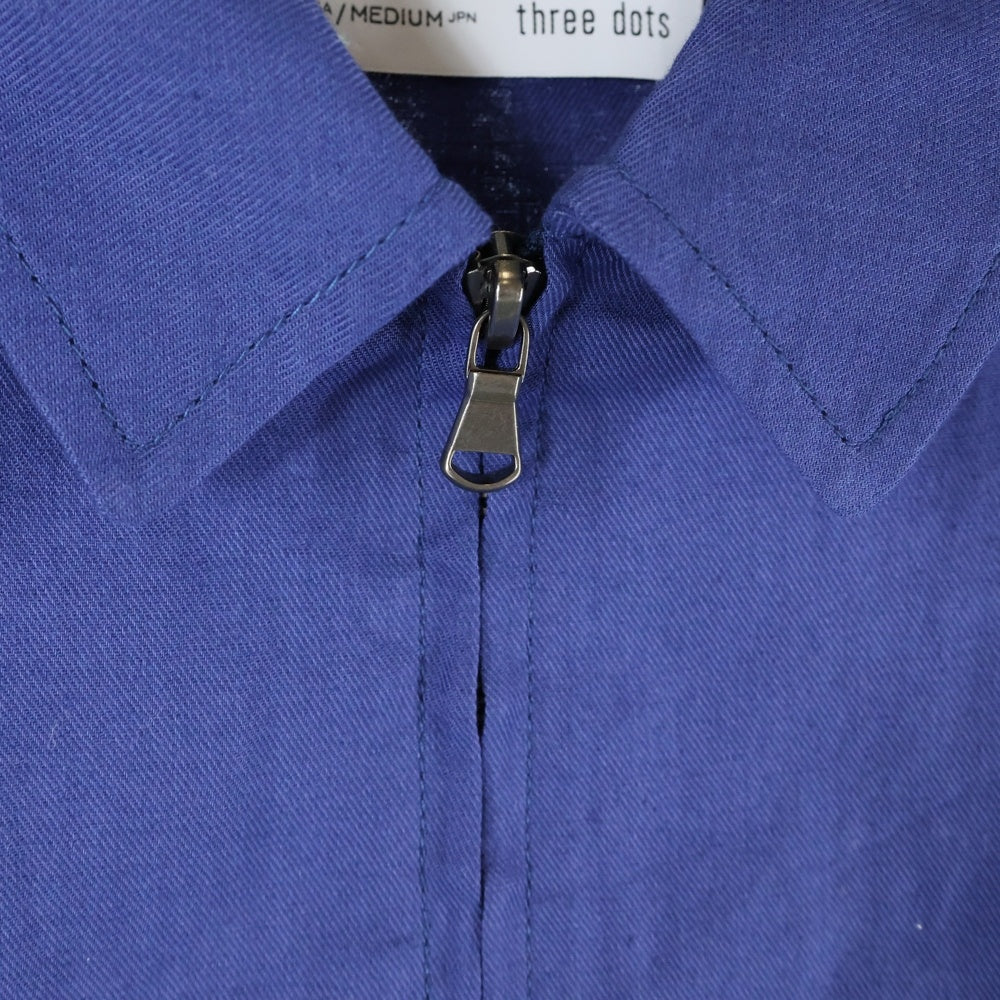 three dots(スリードッツ) ポリエステル レギュラーカラー スイングトップ ジャケット ネイビー 79314283