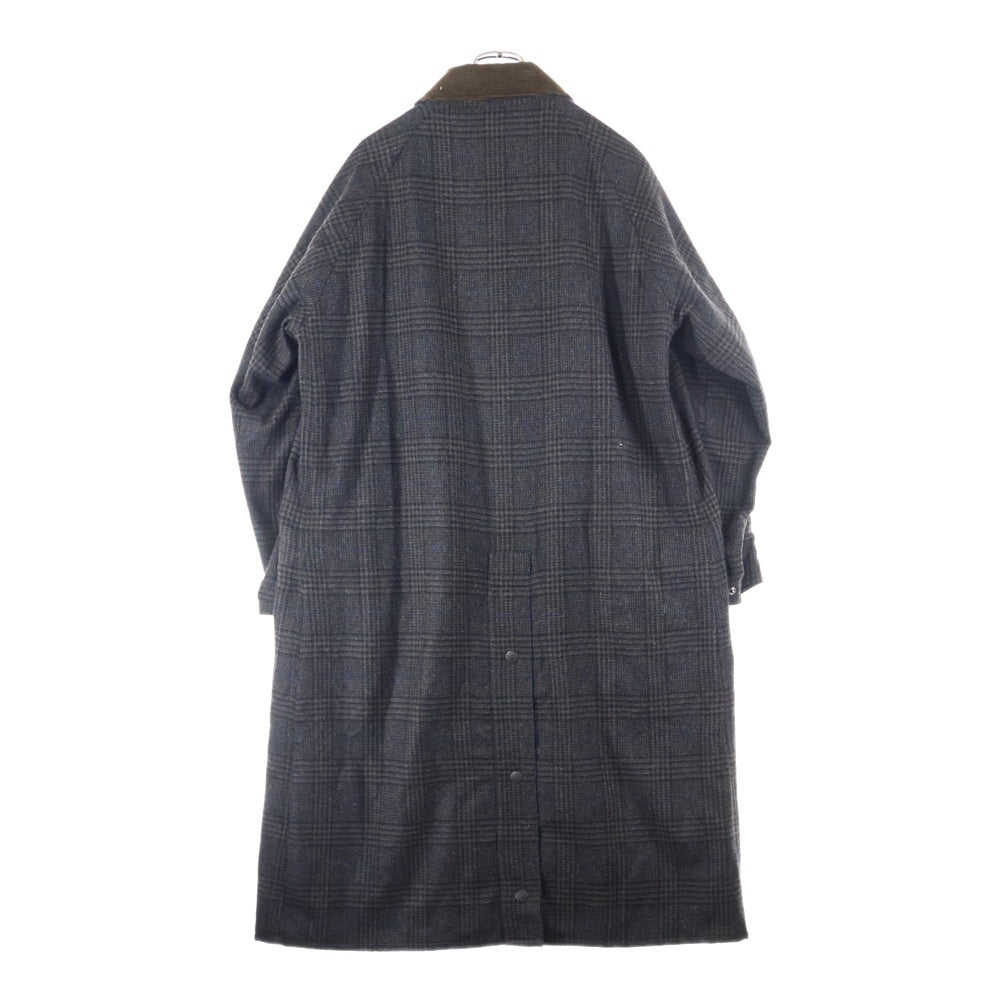Barbour(バブアー) 23AW BIG BEDALE ビッグビデイル ウール混 チェック ステンカラーコート ブラウン 232MCAS109