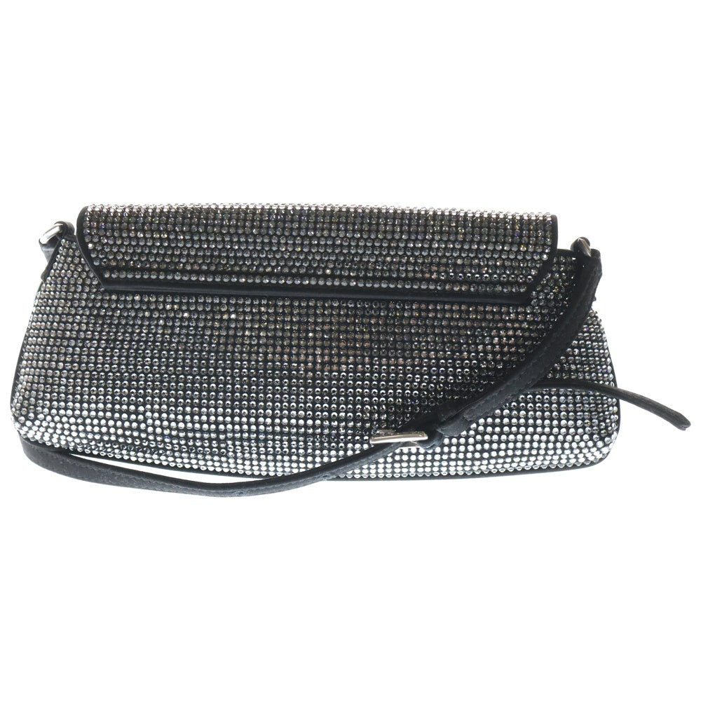 JIMMY CHOO(ジミーチュウ) ラインストーン ミニショルダーバッグ ボディバッグ シルバー/ブラック レディース