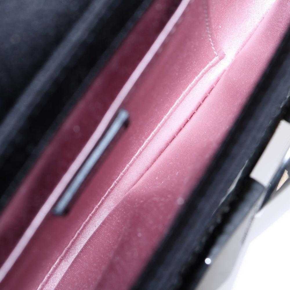 JIMMY CHOO(ジミーチュウ) ラインストーン ミニショルダーバッグ ボディバッグ シルバー/ブラック レディース