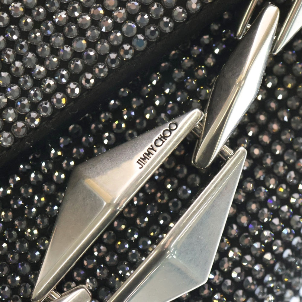 JIMMY CHOO(ジミーチュウ) ラインストーン ミニショルダーバッグ ボディバッグ シルバー/ブラック レディース