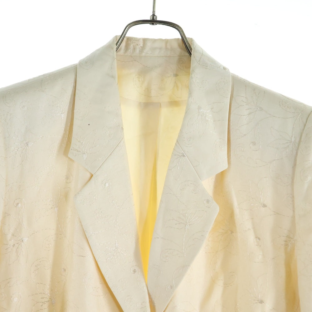 NO BRAND(ノーブランド) RICHARDS (リチャーズ) 花刺繍 シングルテーラードロングジャケット レディース アイボリー