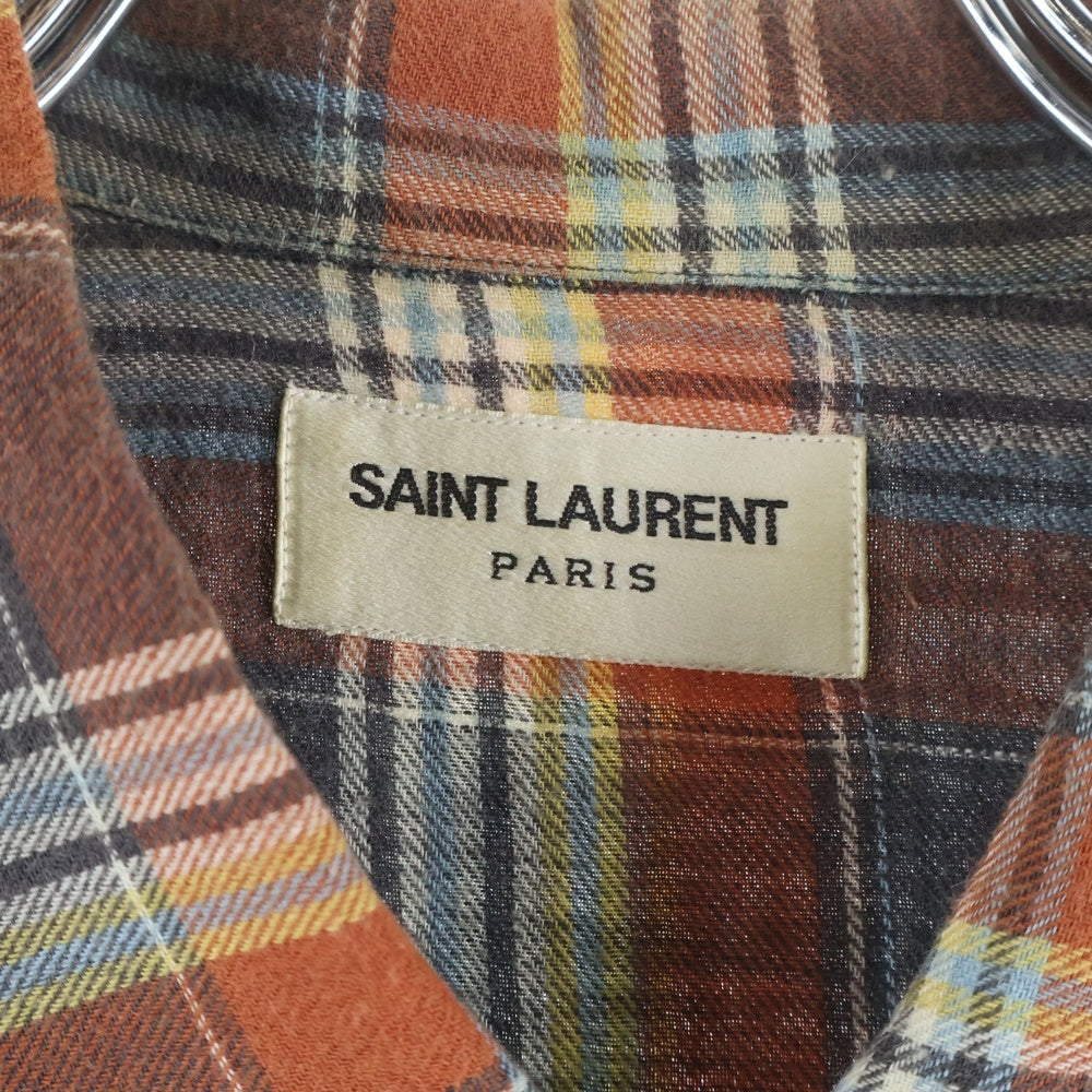 SAINT LAURENT PARIS(サンローランパリ) 16SS チェック柄 ショートスリーブ オープンカラーシャツ マルチカラー 411911 Y966L