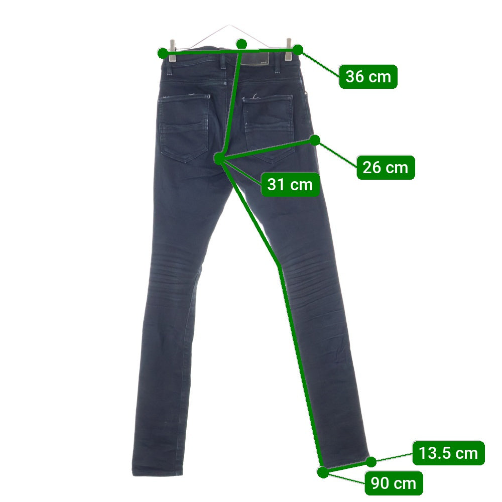 AMIRI(アミリ) ロゴレザーパッチ スキニーダメージデニムパンツ ジーンズ レディース ブラック