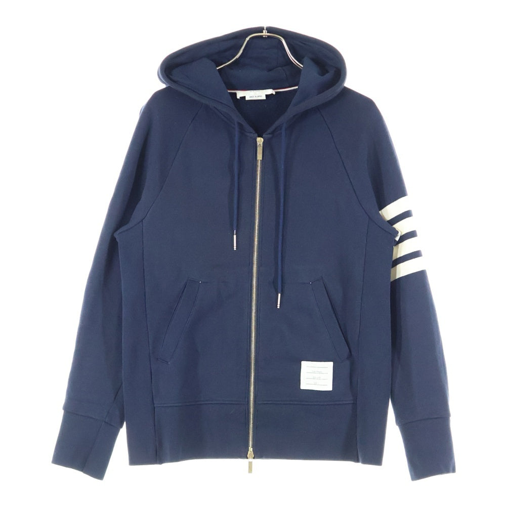 THOM BROWNE(トムブラウン) 4BAR クラシック ジップアップスウェットパーカー フーディー ネイビー MJT022H-00535461