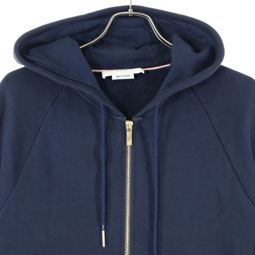 THOM BROWNE(トムブラウン) 4BAR クラシック ジップアップスウェットパーカー フーディー ネイビー MJT022H-00535461