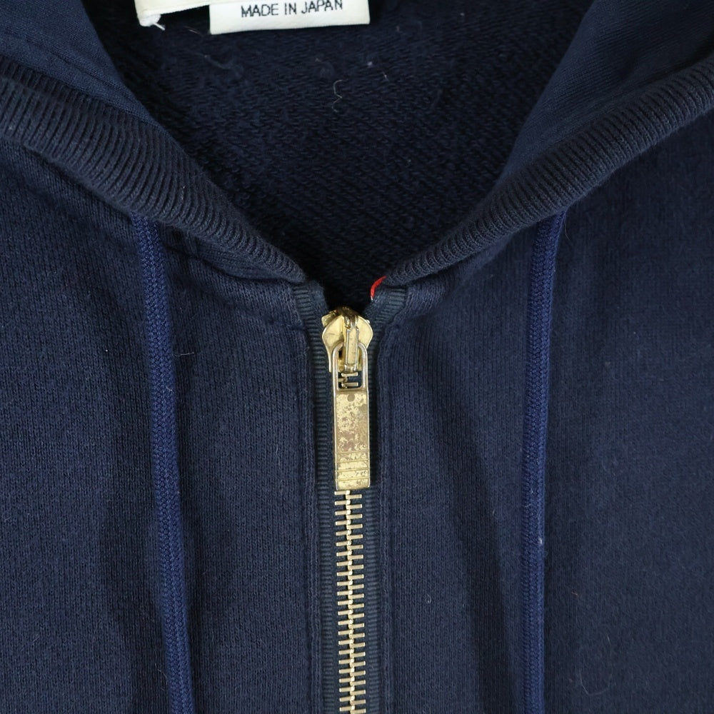 THOM BROWNE(トムブラウン) 4BAR クラシック ジップアップスウェットパーカー フーディー ネイビー MJT022H-00535461