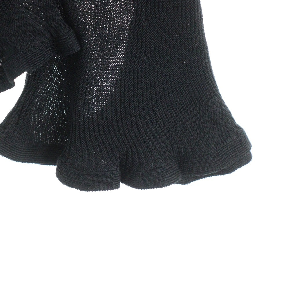 AMERI(アメリ) SHEER FRILL V NECK KNIT TOP シアー フリル Vネック ニット トップ ロングスリーブカットソー レディース ブラック 0125201960130