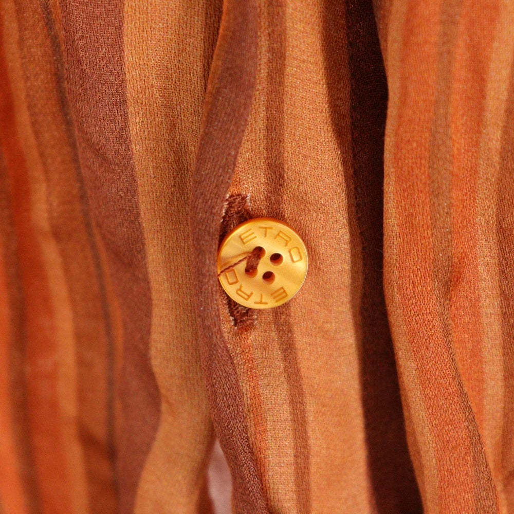 ETRO(エトロ) ストライプ ロングスリーブ レギュラーカラーシャツ オレンジ