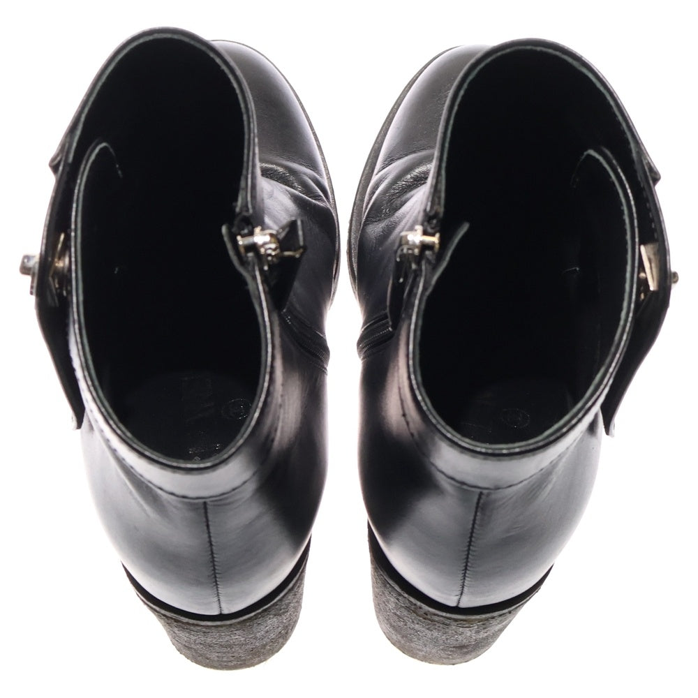 CHANEL(シャネル) ココマーク サイドジップ レザーヒールブーツ レディース ブラック 031285