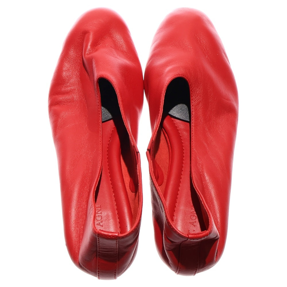 NO BRAND(ノーブランド) ST.AGNI (セントアグニ) スクエアトゥー レザーパンプス レディース レッド