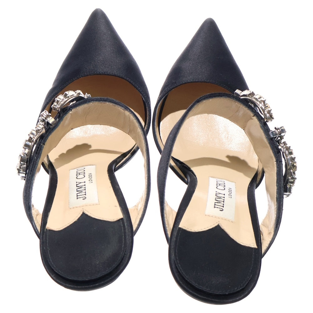 JIMMY CHOO(ジミーチュウ) SMOKEY スモーキー クリスタルバックル レザーハイヒール レディース パンプス ブラック