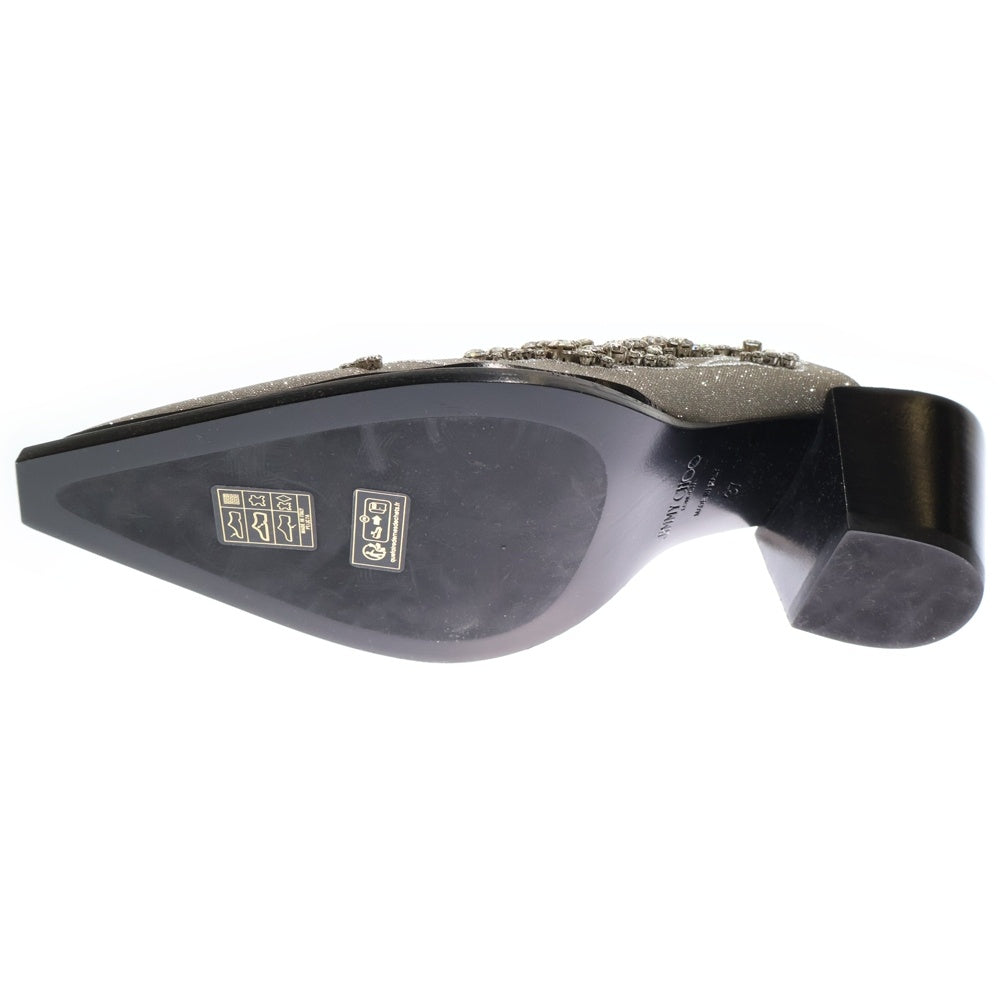 JIMMY CHOO(ジミーチュウ) CECE MULE 60 シーシー ミュール クリスタルスタッズ レザーパンプス シルバー レディース