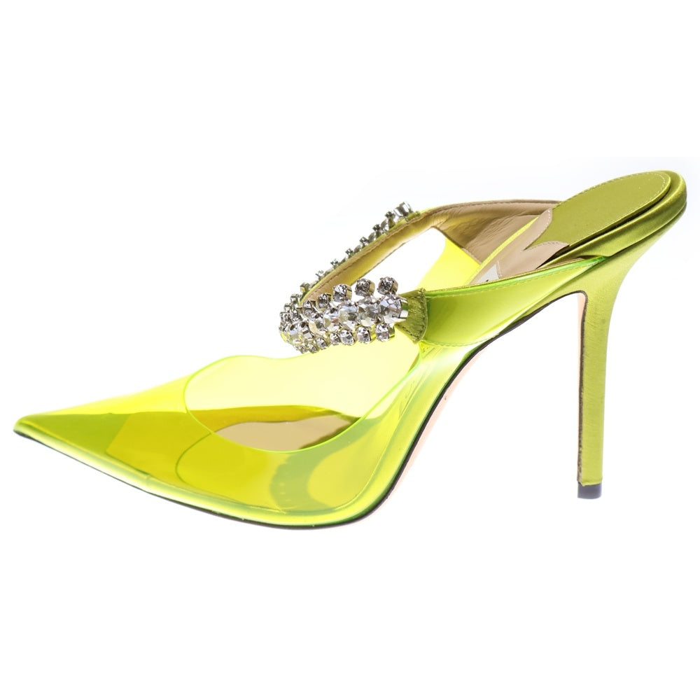 JIMMY CHOO(ジミーチュウ) BING 100 ビング ポインテッドトゥ クリスタルスタッズ PVCハイヒール レディース イエロー