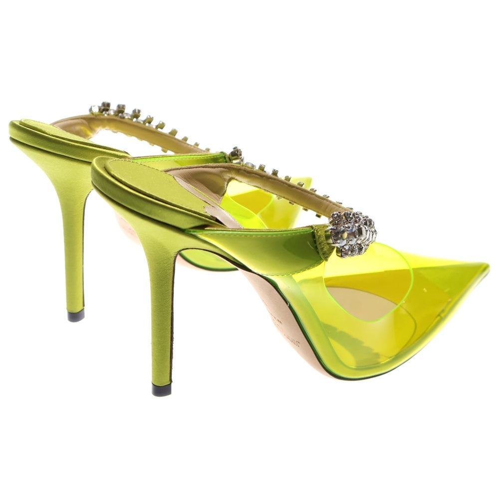 JIMMY CHOO(ジミーチュウ) BING 100 ビング ポインテッドトゥ クリスタルスタッズ PVCハイヒール レディース イエロー