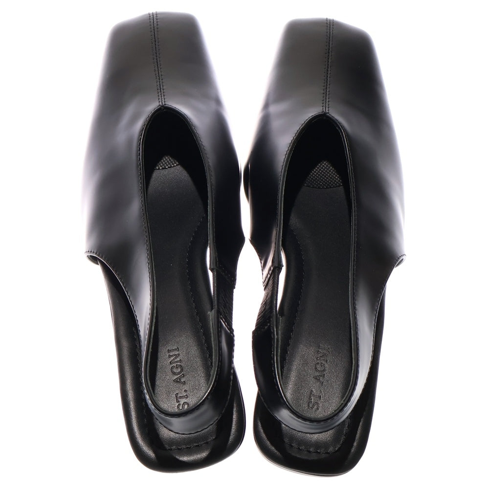 NO BRAND(ノーブランド) ST.AGNI (セントアグニ) スクエアトゥー レザーパンプス レディース ブラック