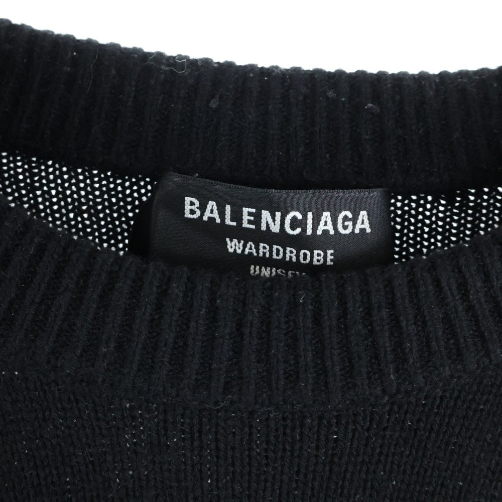 BALENCIAGA(バレンシアガ) 21SS エンブロイダリー ロゴ ニット セーター ブラック 657405