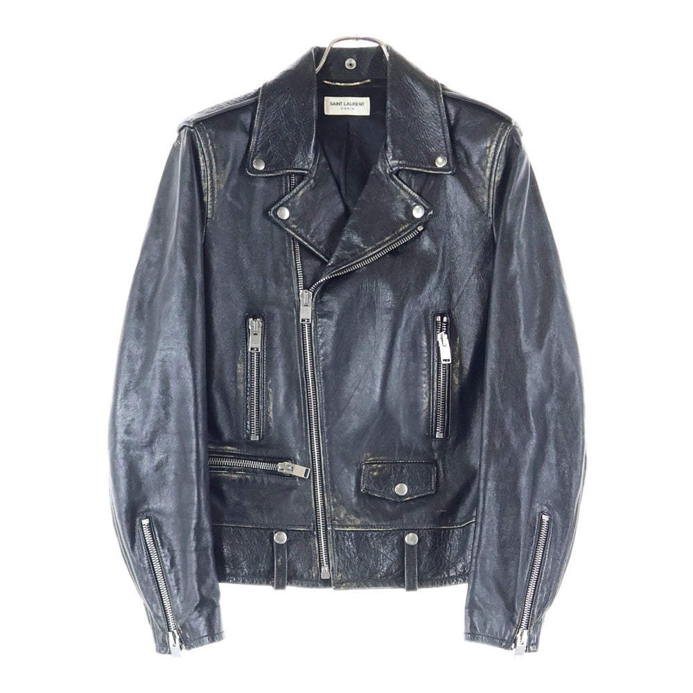 SAINT LAURENT PARIS(サンローランパリ) 16SS L01 ヴィンテージ加工 ダブルライダース レザージャケット ブラック L01O 397290 Y5QD1