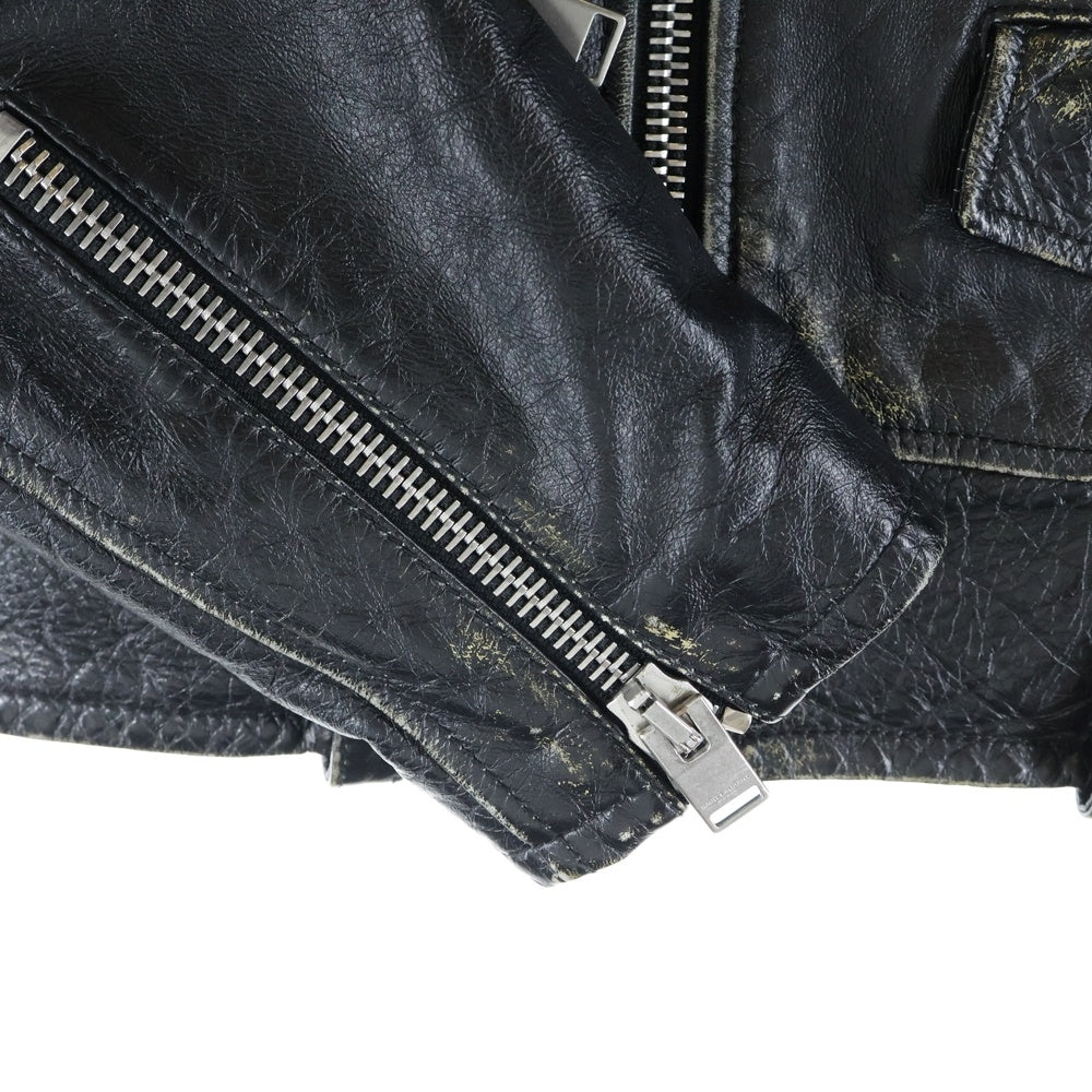 SAINT LAURENT PARIS(サンローランパリ) 16SS L01 ヴィンテージ加工 ダブルライダース レザージャケット ブラック L01O 397290 Y5QD1