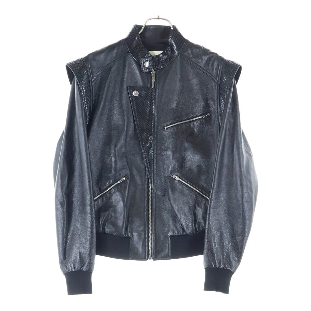 セリーヌ　ジャケット CELINE(セリーヌ) 19SS Snakeskin Patchwork Lambskin Leather Jacket