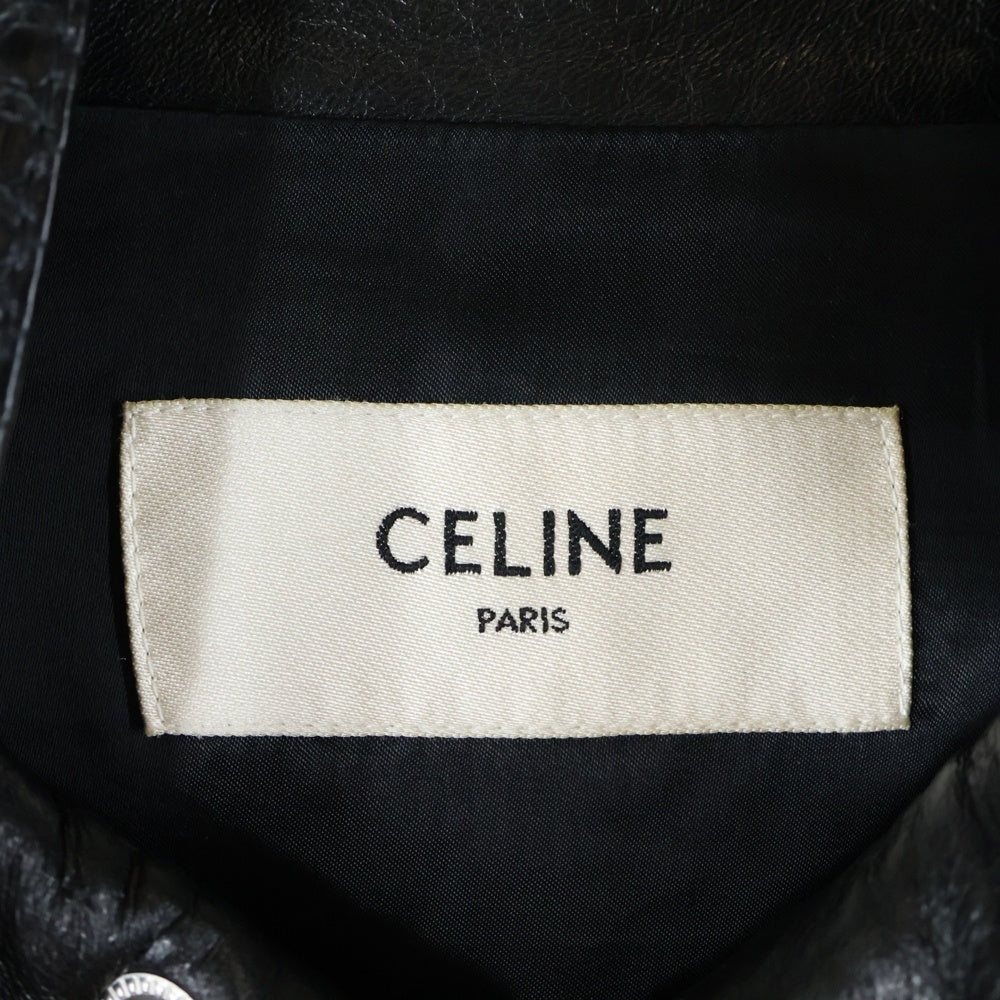 CELINE(セリーヌ) 19SS Snakeskin Patchwork Lambskin Leather Jacket ラムスキン パイソン シングル レザージャケット ブラック 2E219291D