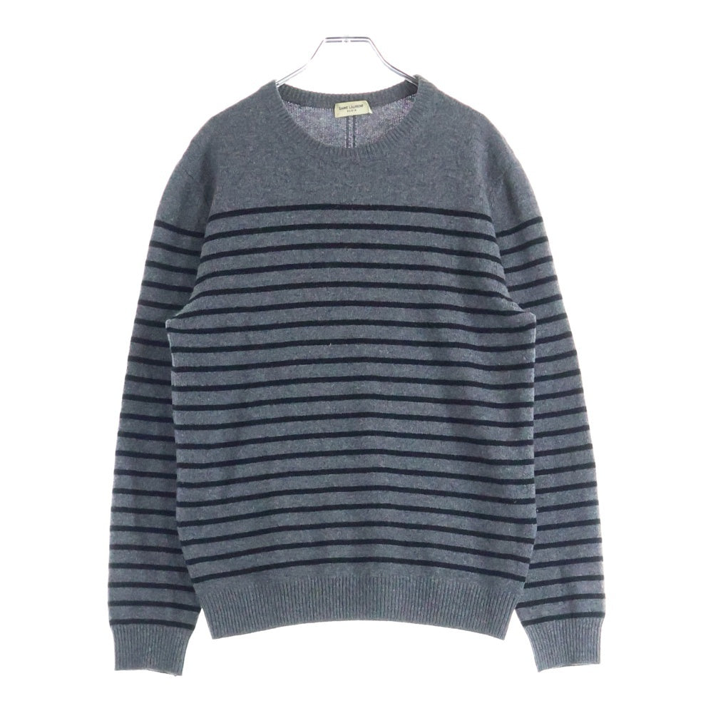 SAINT LAURENT PARIS(サンローランパリ) 16AW カシミヤ ボーダー ニット セーター グレー 453752