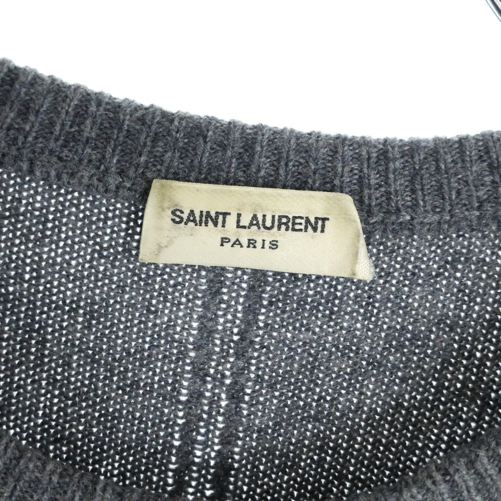 SAINT LAURENT PARIS(サンローランパリ) 16AW カシミヤ ボーダー ニット セーター グレー 453752
