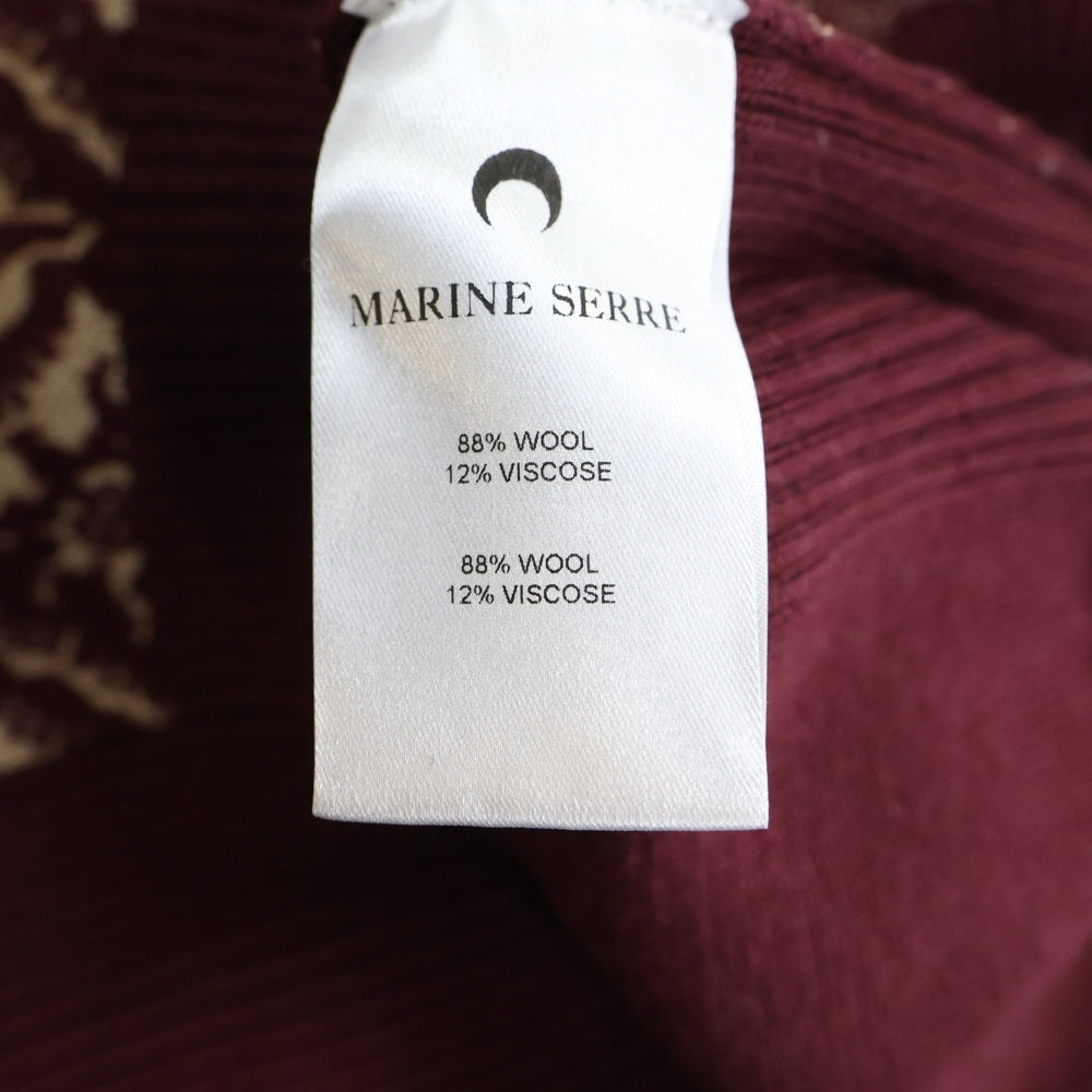 MARINE SERRE(マリーン セル) ムーン総柄 ハーフジップ ノースリーブ ニットベスト バーガンディ/ベージュ