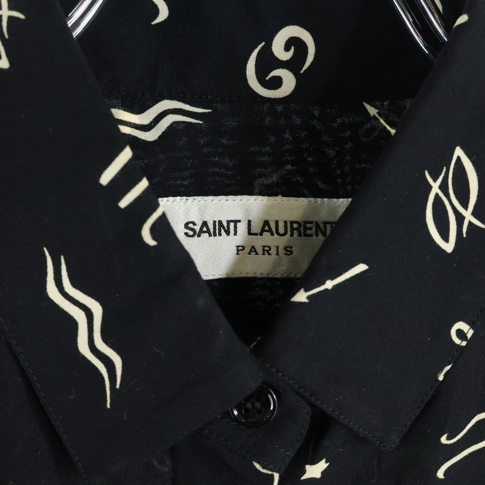 SAINT LAURENT PARIS(サンローランパリ) 星座 総柄 レーヨン 長袖 シャツ レディース ブラック 512192