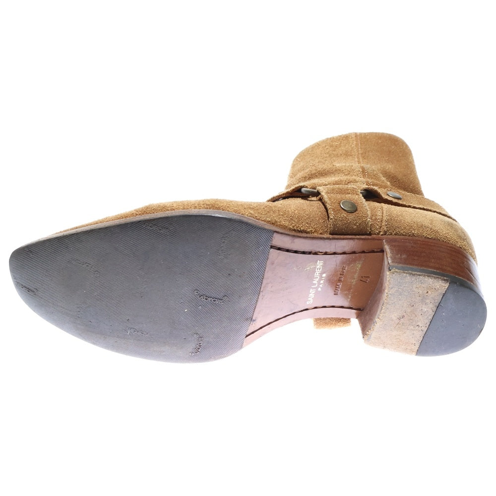 SAINT LAURENT PARIS(サンローランパリ) スエードレザー ワイアットハーネス リングブーツ ハイカットシューズ ブラウン 420090