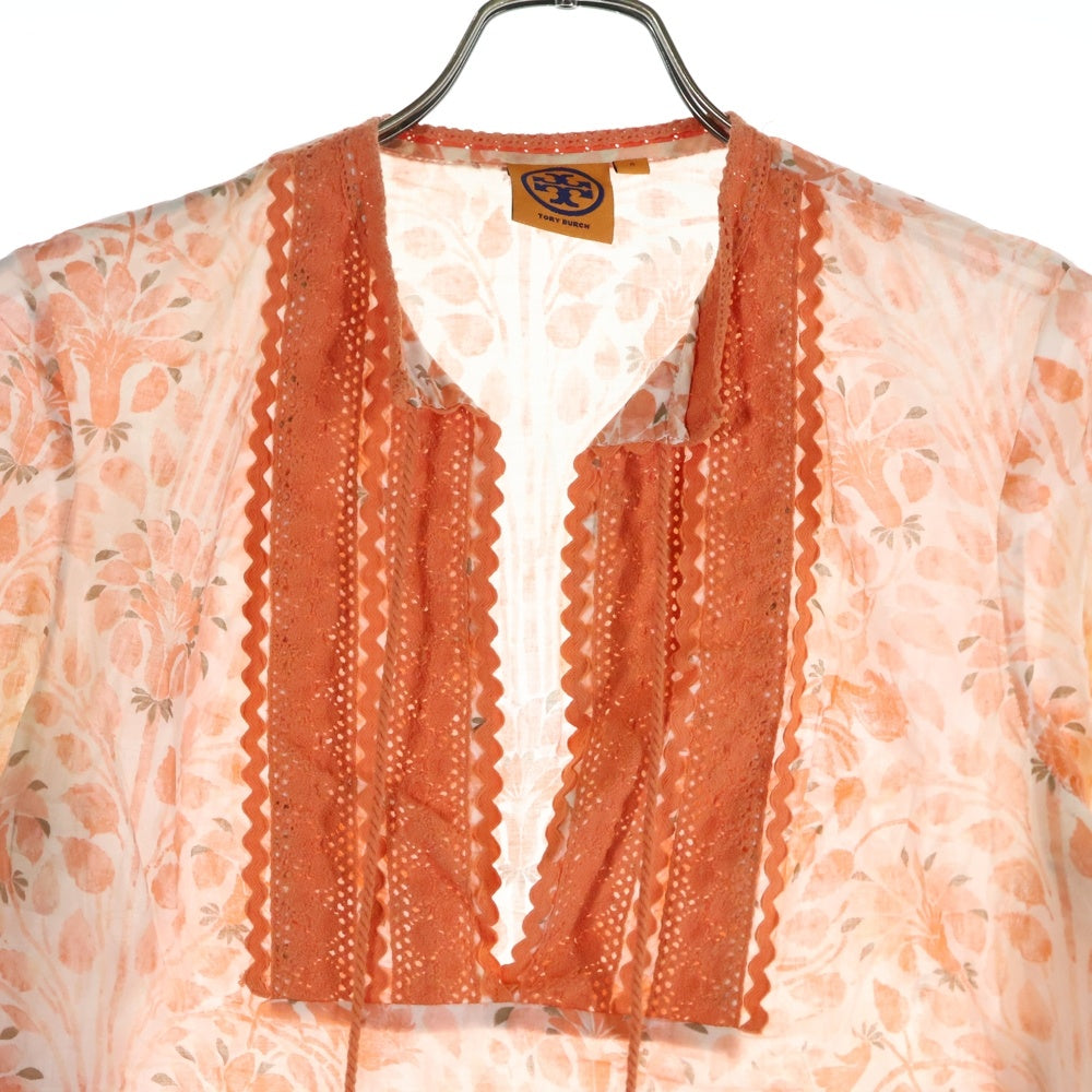 TORY BURCH(トリー バーチ) 花柄 ロングスリーブブラウス カットソー レディース オレンジ HLT001 01-13