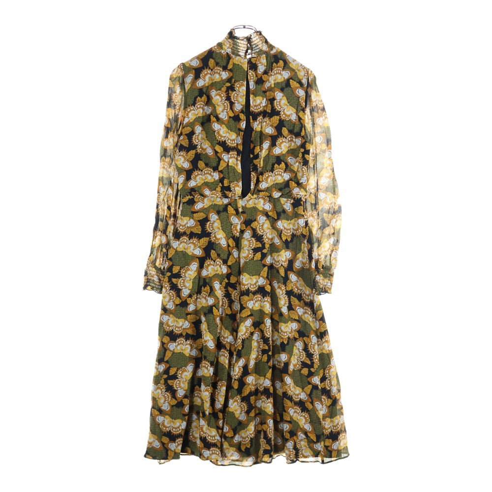 MARELLADUE(マレーラ) 総柄 ハイネック長袖ワンピース ドレス レディース イエロー/ブラック