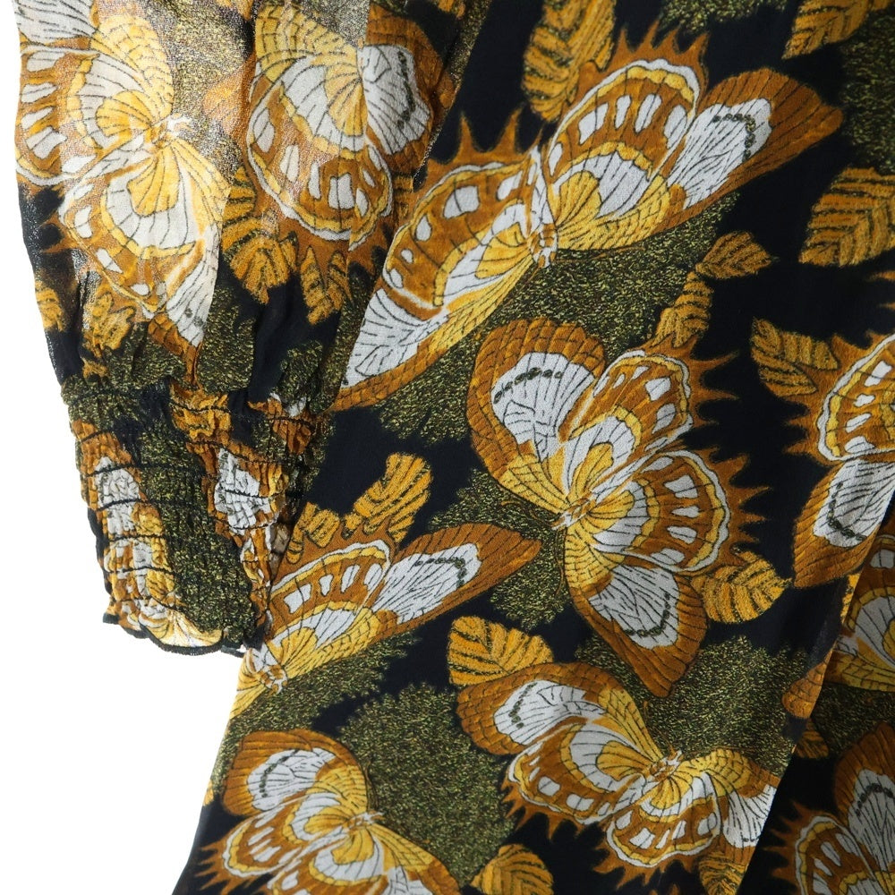 MARELLADUE(マレーラ) 総柄 ハイネック長袖ワンピース ドレス レディース イエロー/ブラック