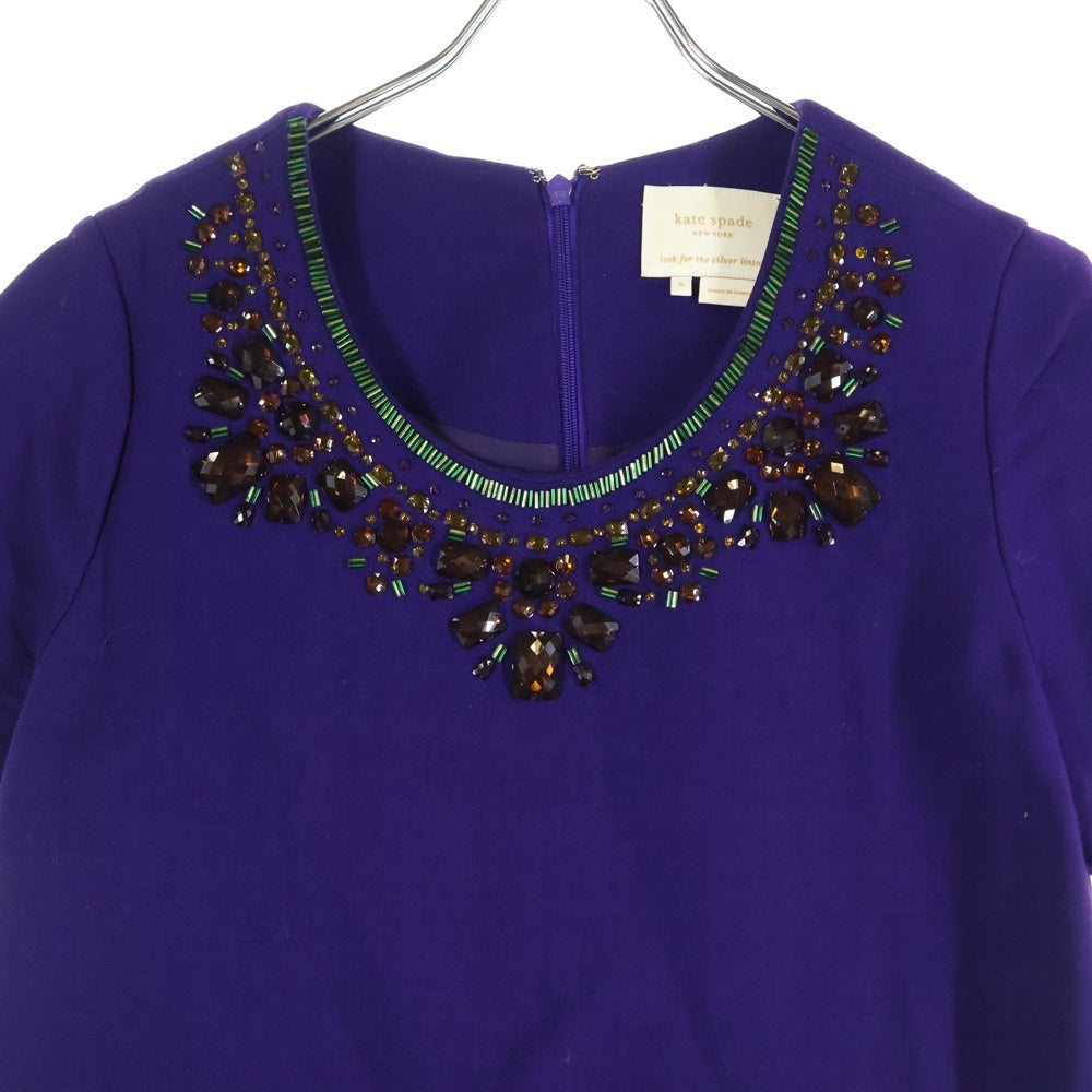 Kate Spade(ケイトスペード) ストーンデザイン ショートスリーブ ワンピース ドレス レディース パープル NJMU0871