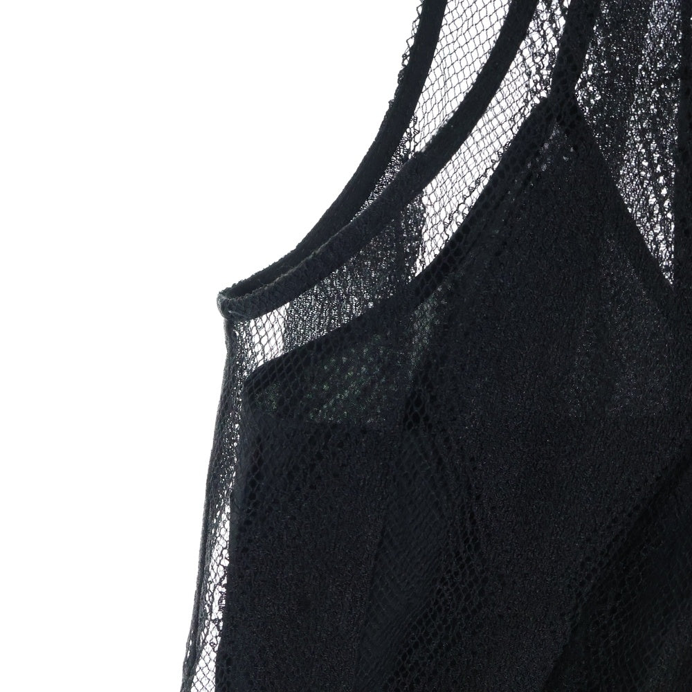 DKNY(ダナキャラン) MESH CREW NECK SLEEVELESS BLOUSE TOP メッシュ クルーネック スリーブレス ブラウス トップ レディース ブラック P4622922E