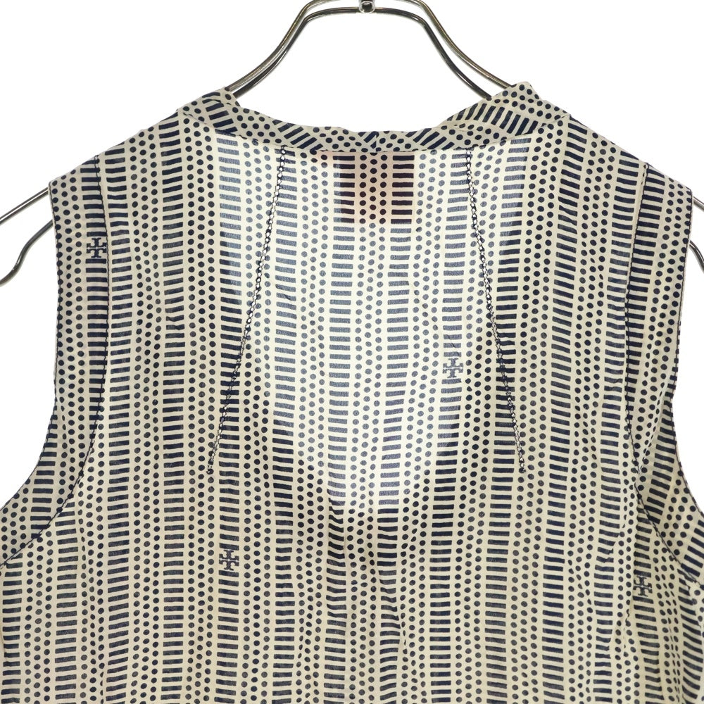 TORY BURCH(トリー バーチ) 総柄 ノースリーブカットソー レディース ネイビー/ベージュ 12121166