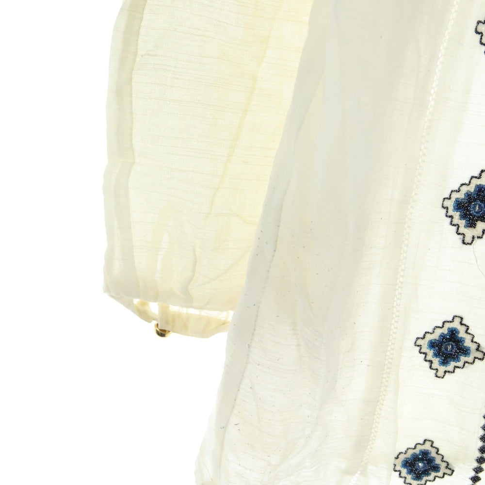 TORY BURCH(トリー バーチ) ビーズデザイン オープンネック長袖Tシャツ カットソー レディース ホワイト HLT001 03-13