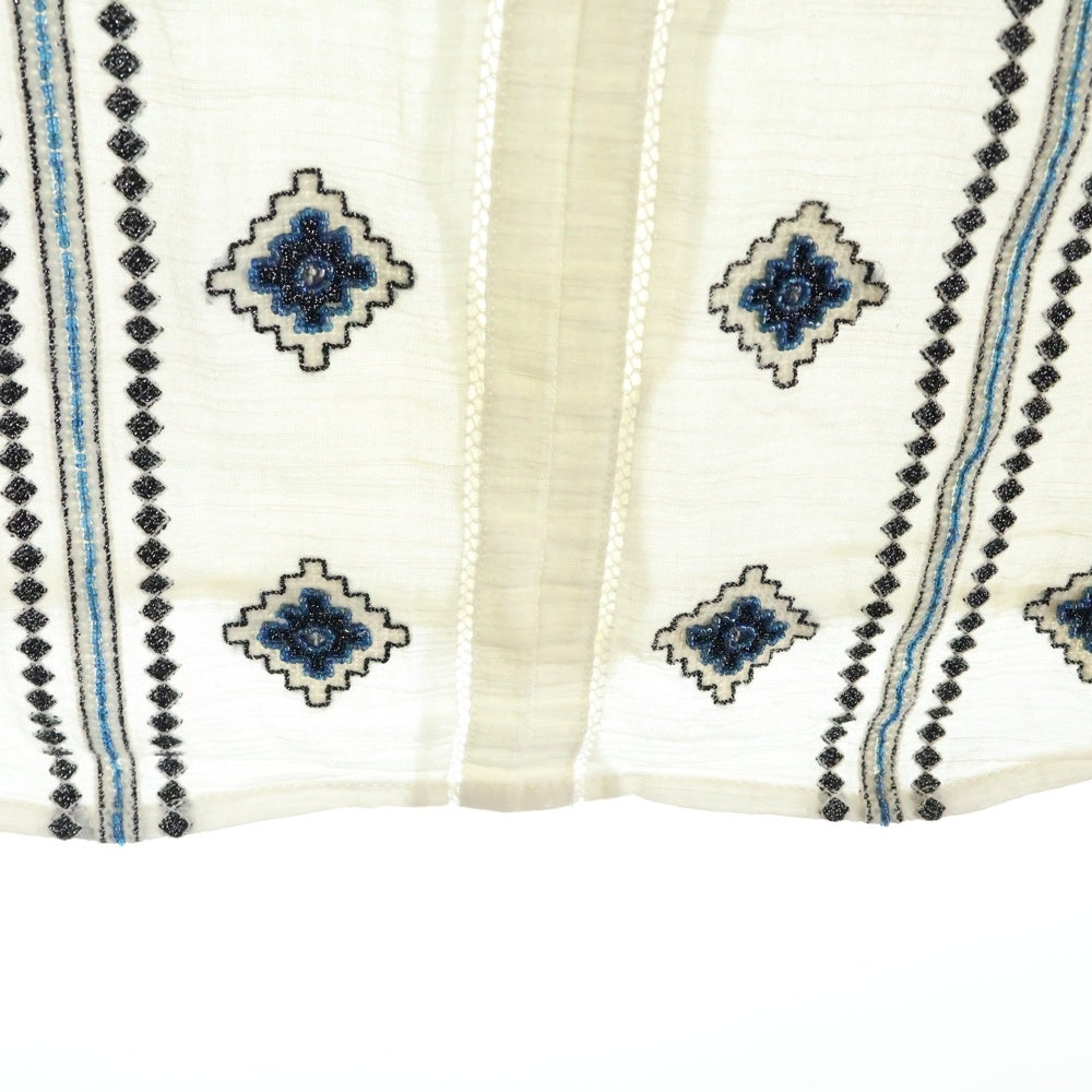 TORY BURCH(トリー バーチ) ビーズデザイン オープンネック長袖Tシャツ カットソー レディース ホワイト HLT001 03-13