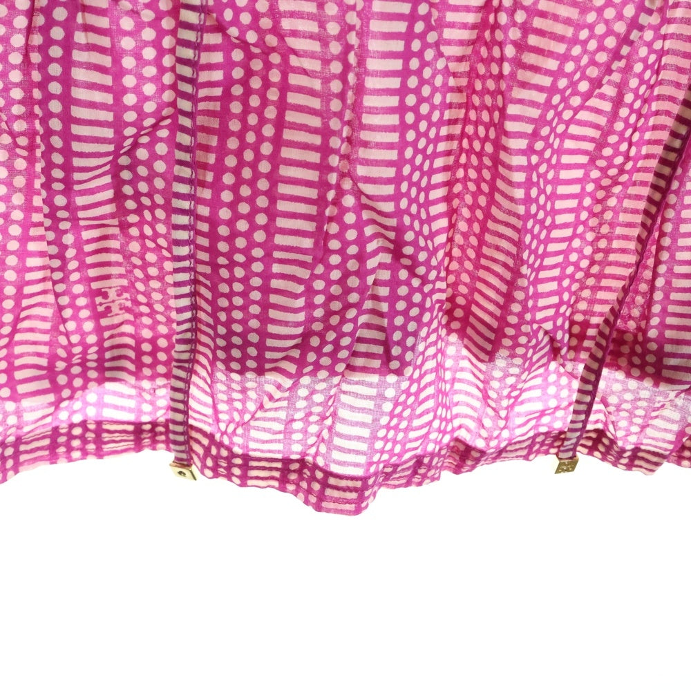 TORY BURCH(トリー バーチ) 総柄 オープンネック半袖Tシャツ カットソー ピンク 12121134 レディース