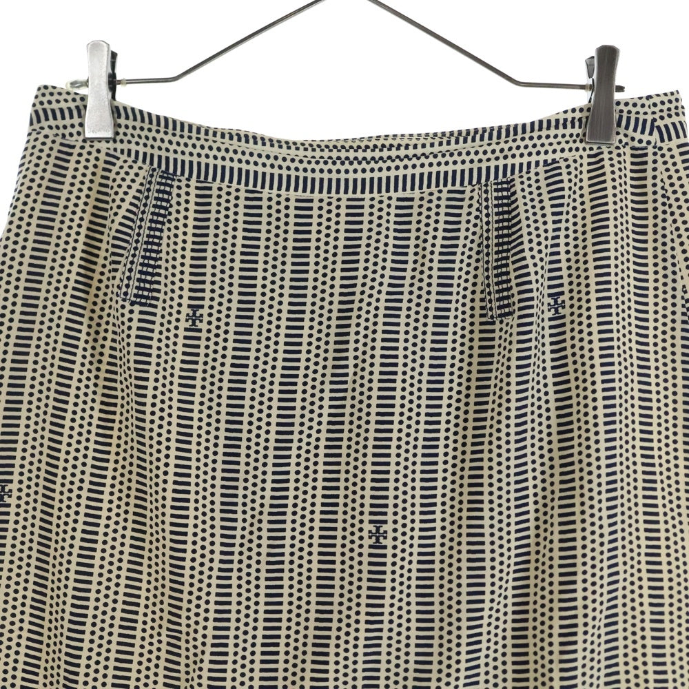 TORY BURCH(トリー バーチ) 総柄 シルクスカート レディース ネイビー/ホワイト 12121302