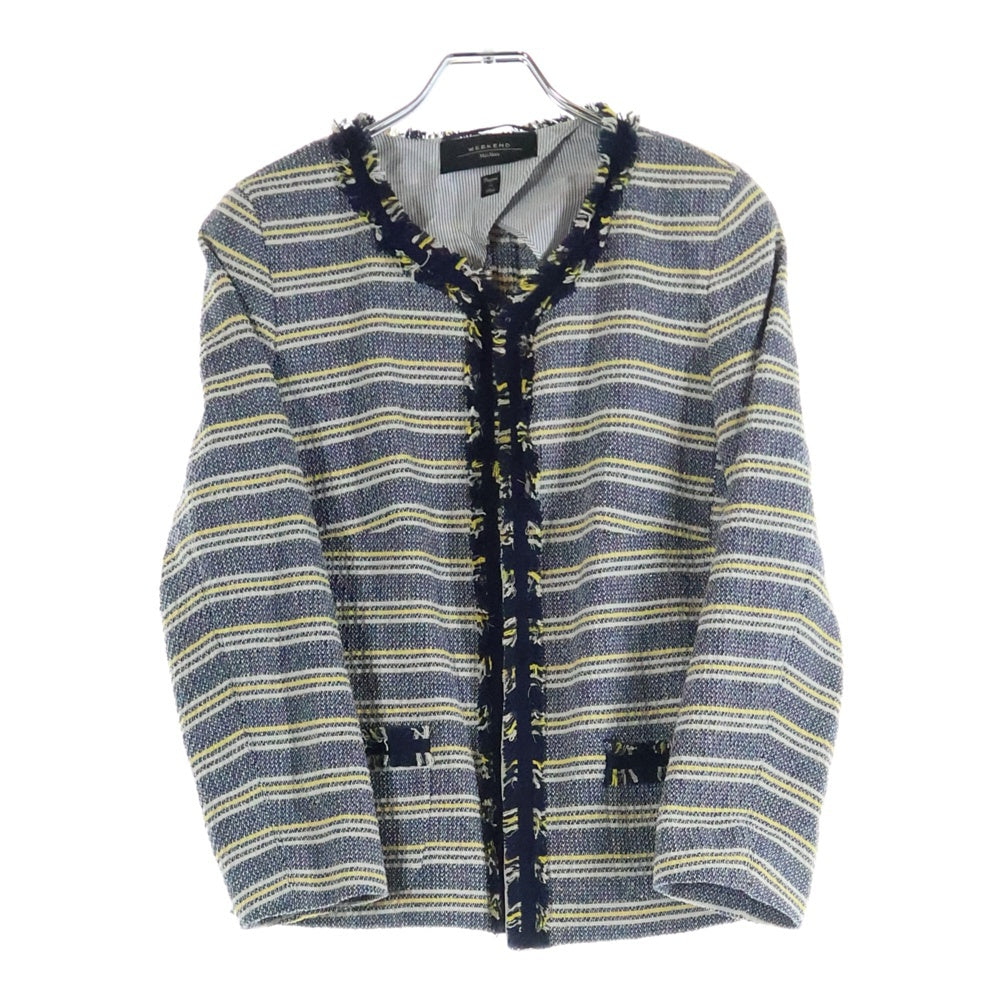 Max Mara(マックスマーラ) ボーダー フリンジノーカラージャケット レディース ネイビー 50410257-42-01