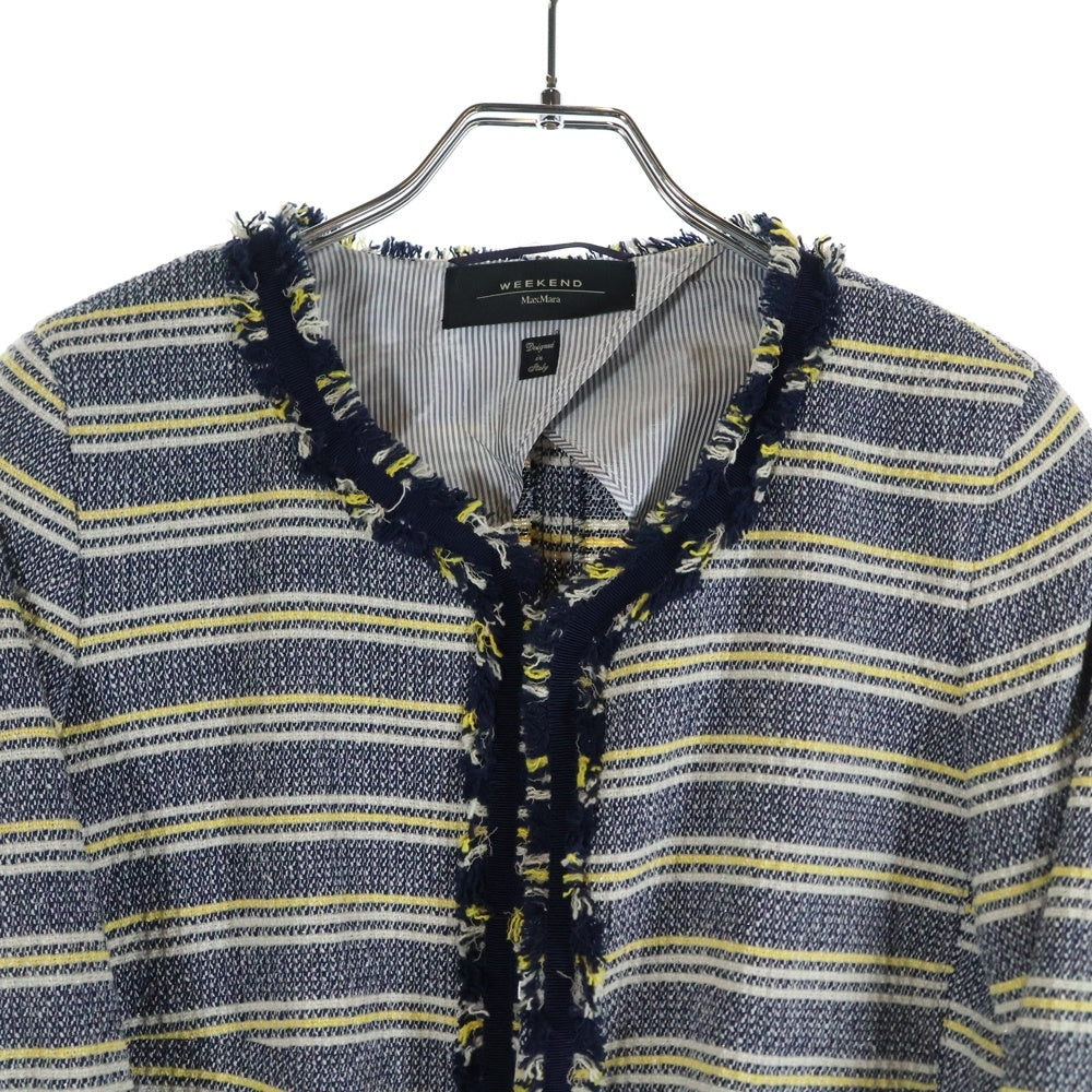 Max Mara(マックスマーラ) ボーダー フリンジノーカラージャケット レディース ネイビー 50410257-42-01
