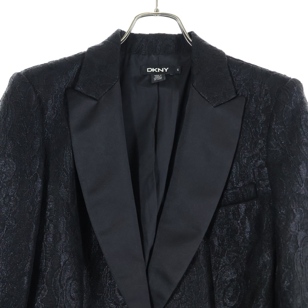 DKNY(ダナキャラン) 総柄 襟切り替え シングルテーラードジャケット レディース ブラック P4540091M