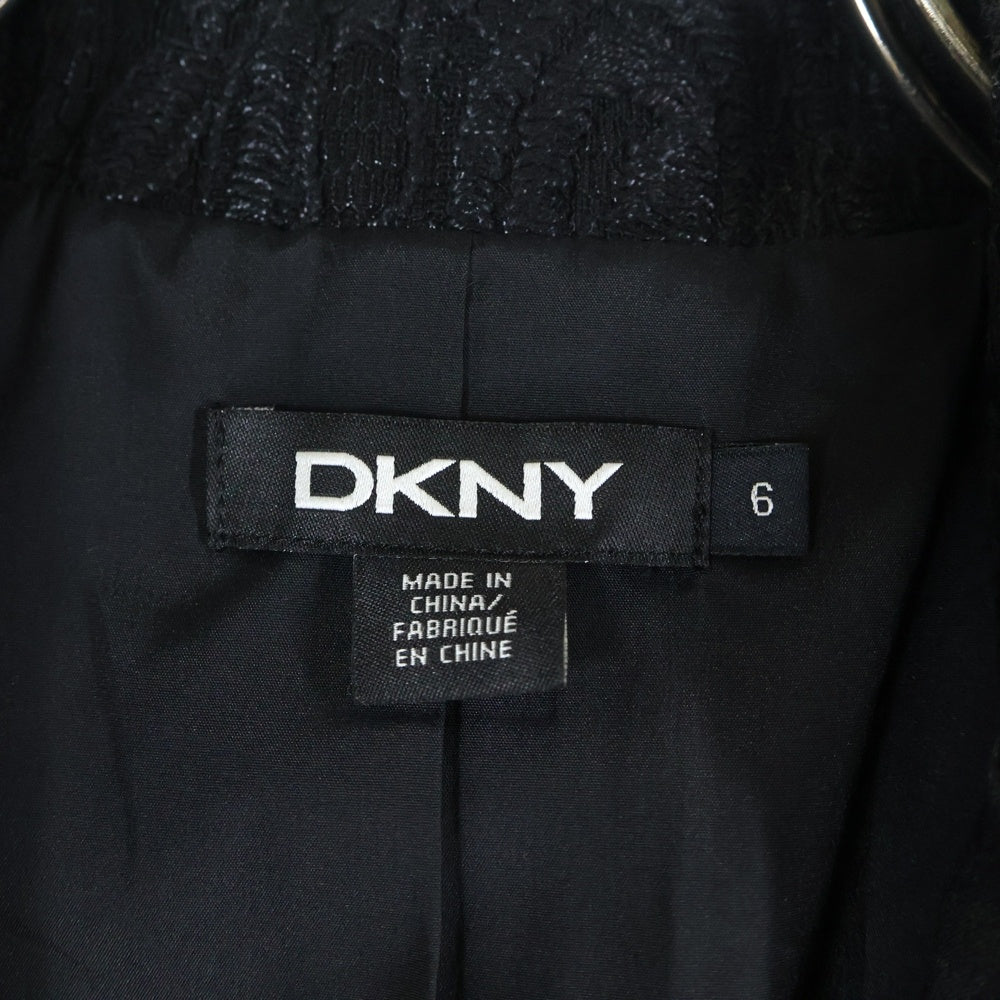 DKNY(ダナキャラン) 総柄 襟切り替え シングルテーラードジャケット レディース ブラック P4540091M