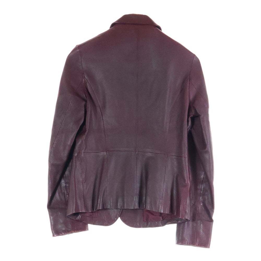 MICHEL KLEIN(ミッシェルクラン) シープスキン レザーシングルテーラードジャケット レディース バーガンディ FMWAJ-08660