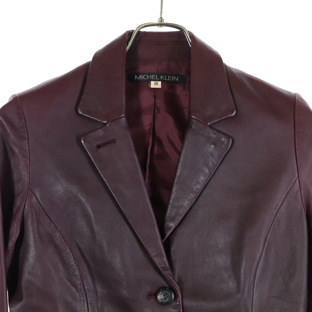 MICHEL KLEIN(ミッシェルクラン) シープスキン レザーシングルテーラードジャケット レディース バーガンディ FMWAJ-08660