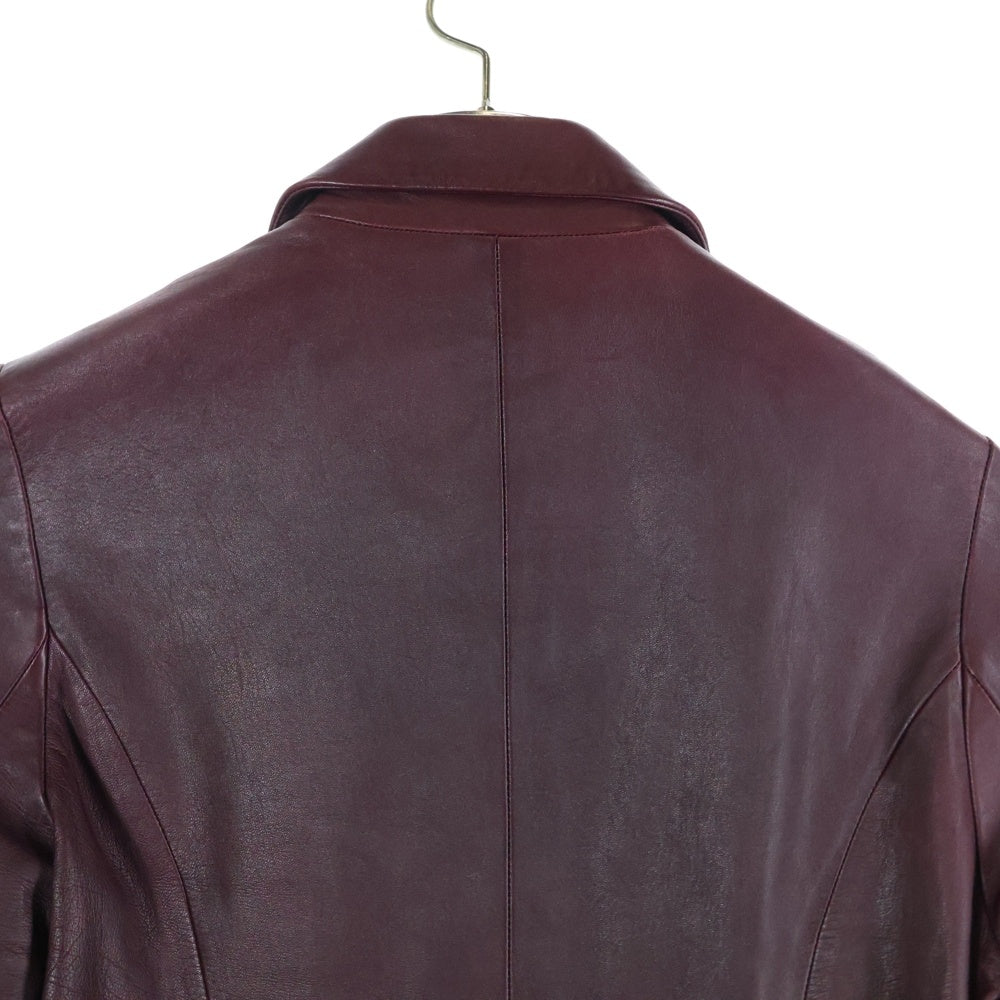 MICHEL KLEIN(ミッシェルクラン) シープスキン レザーシングルテーラードジャケット レディース バーガンディ FMWAJ-08660