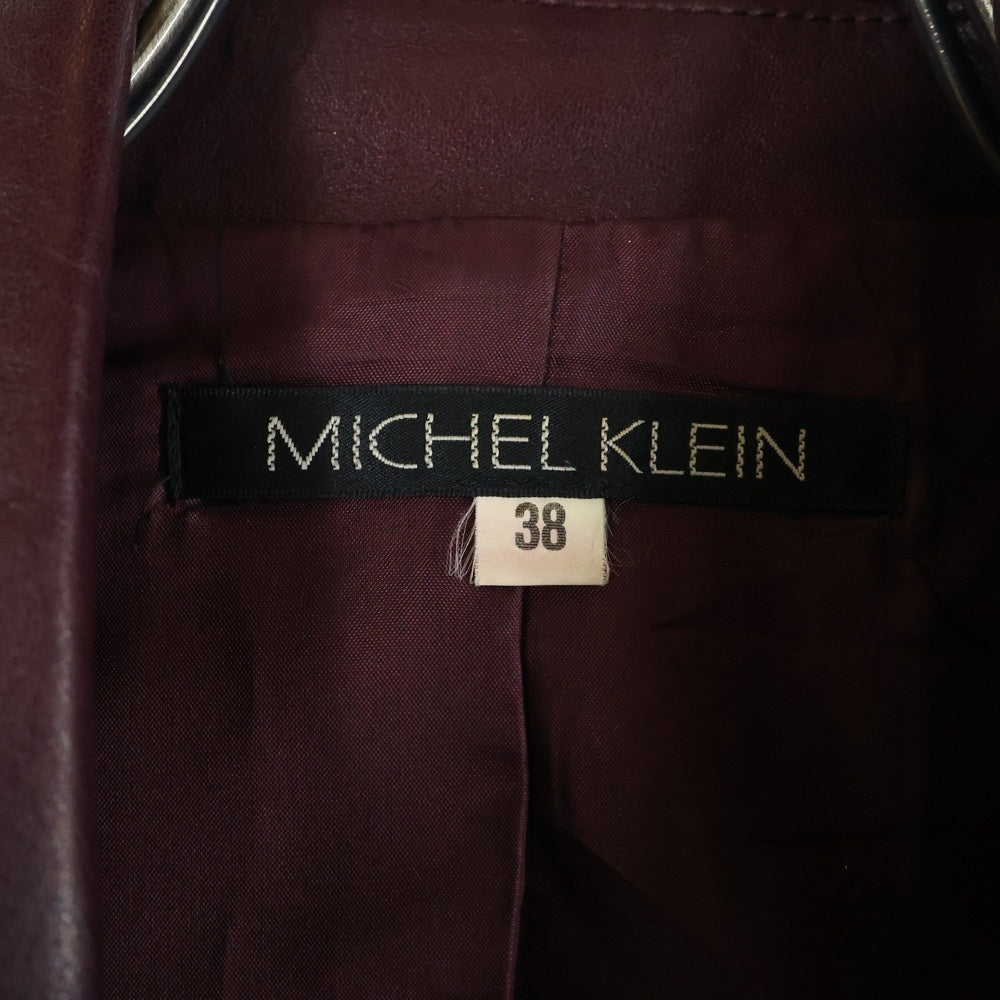 MICHEL KLEIN(ミッシェルクラン) シープスキン レザーシングルテーラードジャケット レディース バーガンディ FMWAJ-08660
