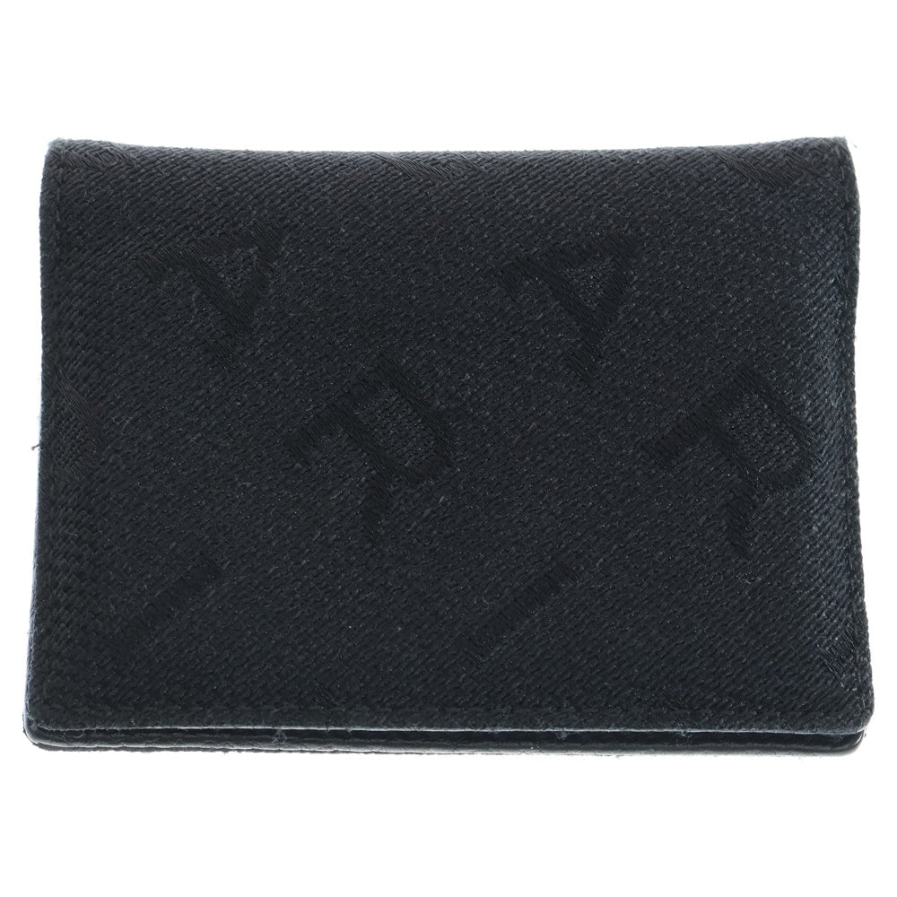 BVLGARI(ブルガリ) ロゴデザイン キャンバス レザー 二つ折り カード