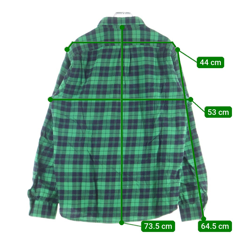 DIESEL(ディーゼル) フロントポケット ボタンダウン 長袖チェックシャツ グリーン/ブラック A01364